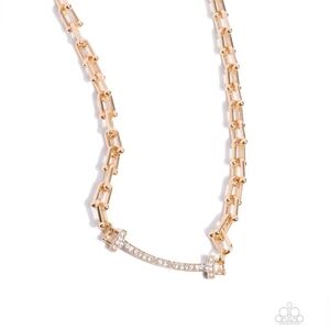 Paparazzi Anchored Actress- Gold, Necklace With Fish Hook Earrings